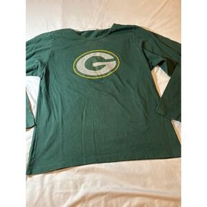 NFL For Her Green Bay Packers Long Sleeve T-Shirt Green Glitter Logo Size XL